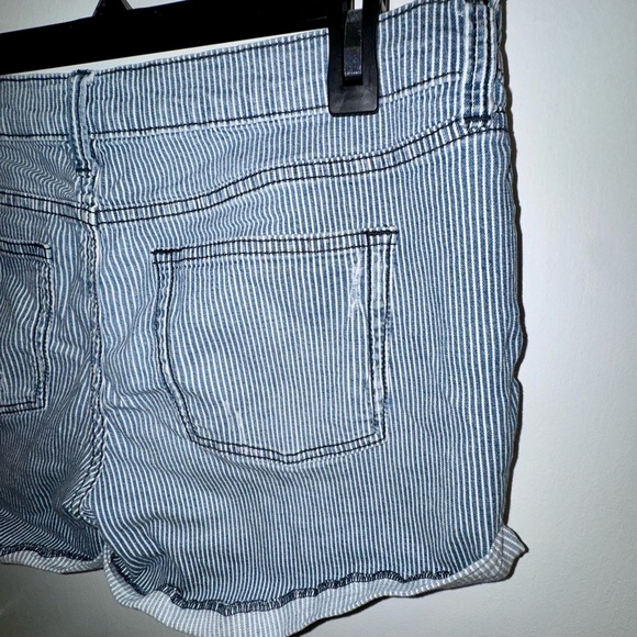 Banana Republic Blue Pinstriped Jean Shorts - Picture 8 of 10